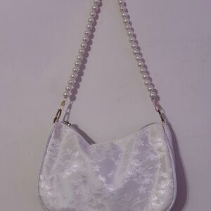 Elegant White Pearl Strap Bag